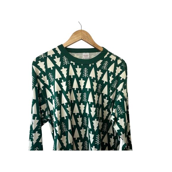Hanna Andersson Green & White Christmas Tree Print Pajama Shirt  XL New - Picture 2 of 5